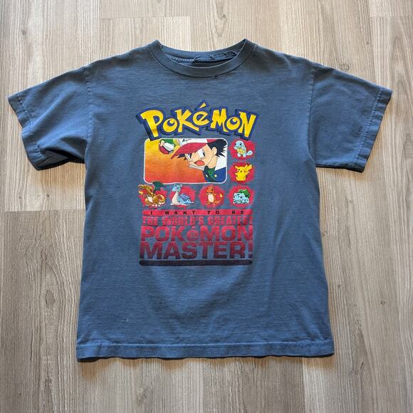 Vintage 2000 The Worlds Greatest Pokémon Master Blue Ash Ketchum Shirt Sz Small - Picture 1 of 5